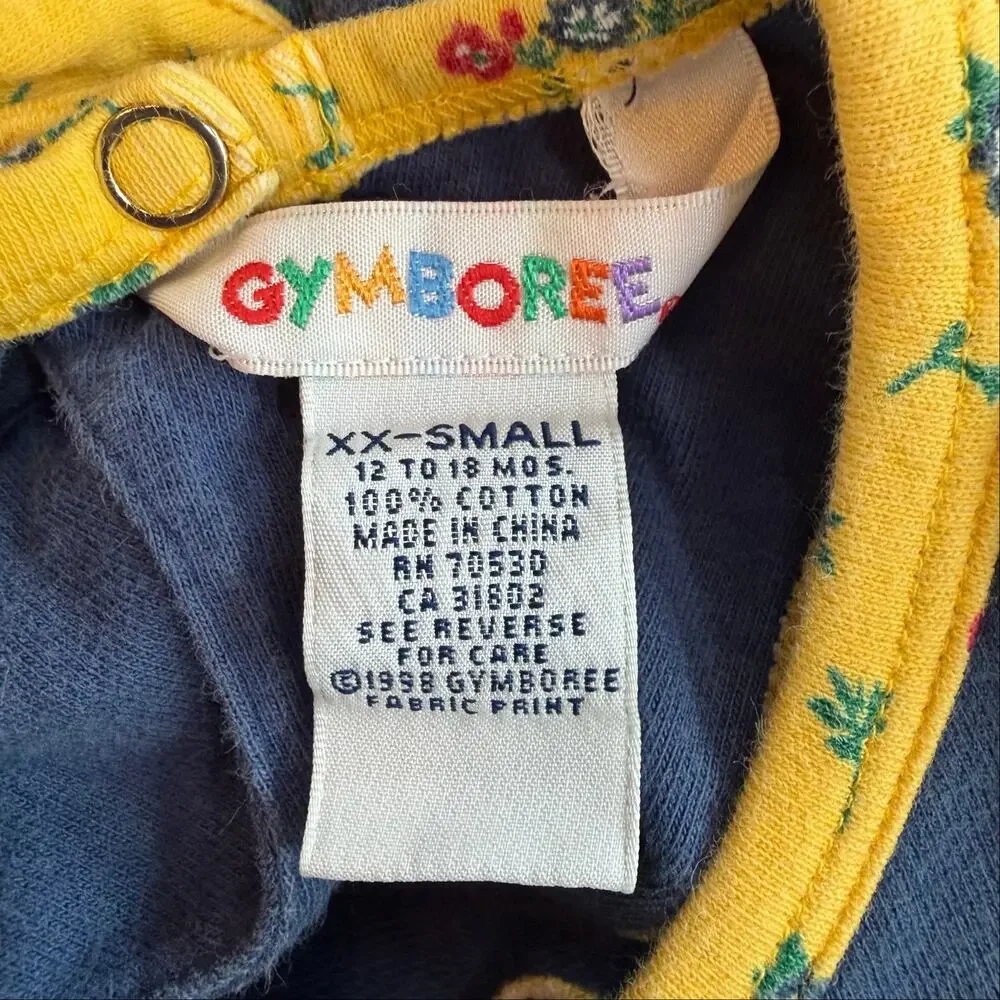VTG 90s 1998 Gymboree Country Meadows Apples Blue & Yellow Shortalls Romper